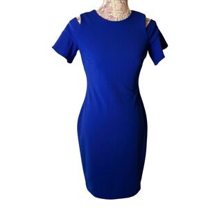 Calvin Klein Cobalt Blue Cold Shoulder Short Sleeve Sheath Dress Blue dress